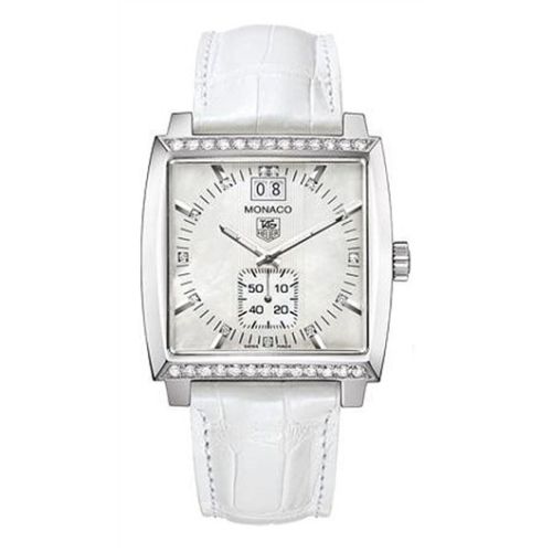TAG Heuer Monaco Quartz Big Date Stainless Steel / Diamond / MOP / Alligator